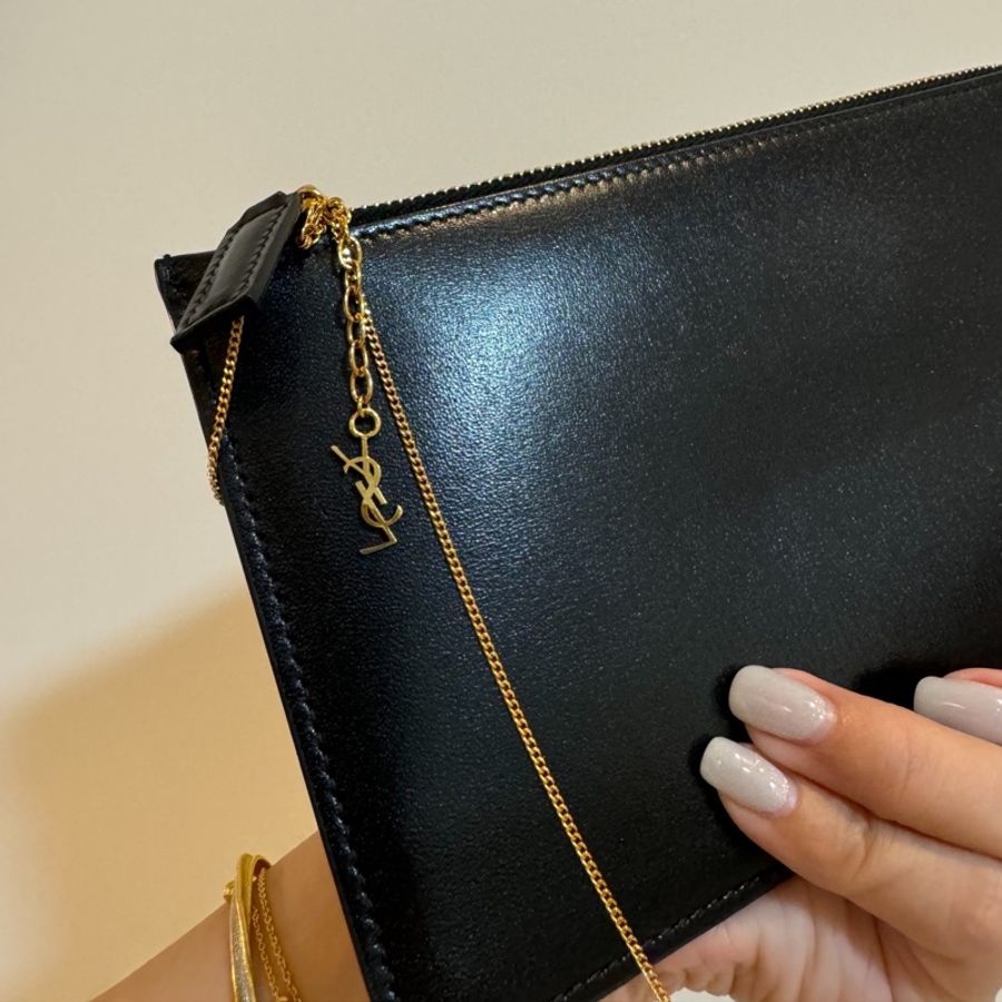 YSL 聖羅蘭 經典 黑色 手挽包 晚宴包 腋下包 手提包 肩背包 斜背包 側背包 皮夾 卡夾-6