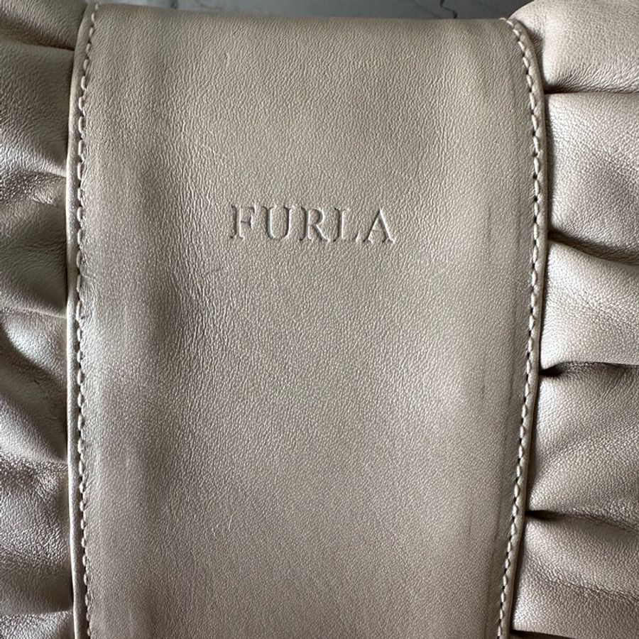 清貨價💕Furla 晚宴珠珍米色蝴蝶手提包-9
