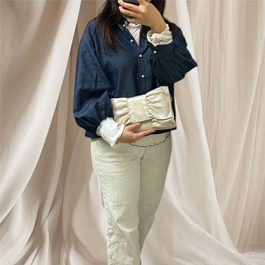 清貨價💕Furla 晚宴珠珍米色蝴蝶手提包-8