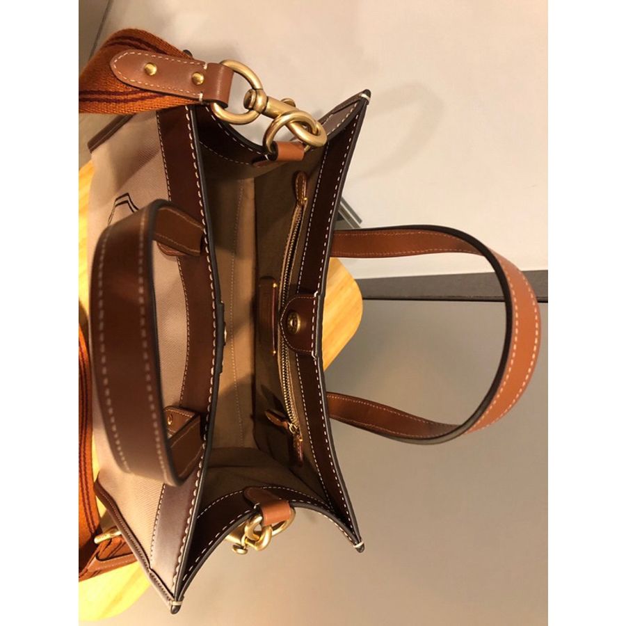 COACH 米咖帆布皮革手提斜肩背包(降)-3