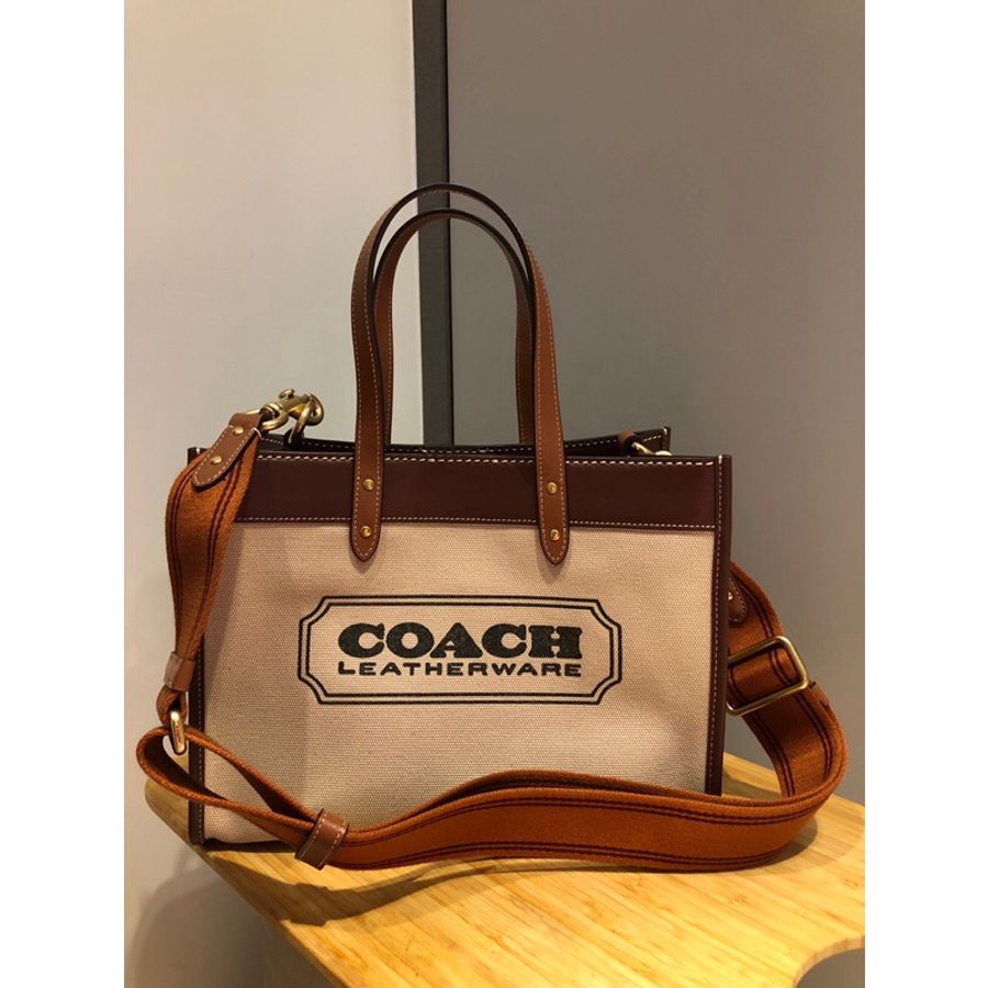 COACH 米咖帆布皮革手提斜肩背包(降)-5