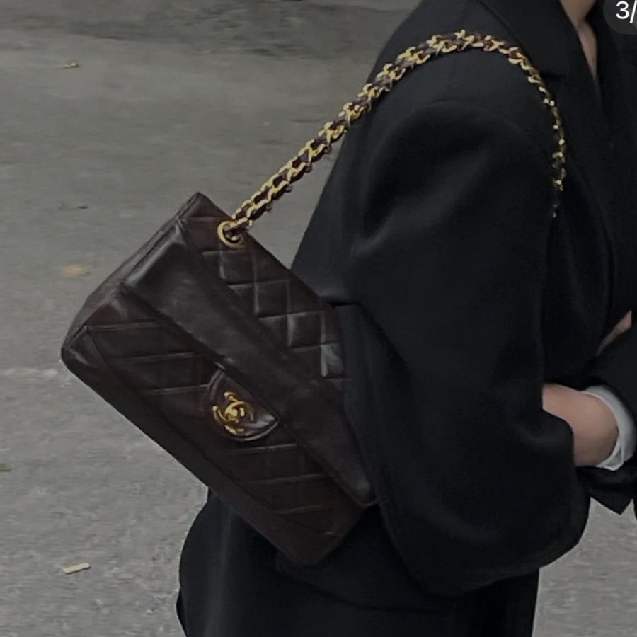 (超便宜 僅此一顆) Chanel 香奈兒 黑金CF 黛妃包 斜背+腋下包-6