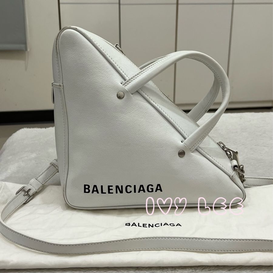 BALENCIAGA 巴黎世家 476975 字母LOGO三角小牛皮手提包 肩背包 手提包 二手精品-0
