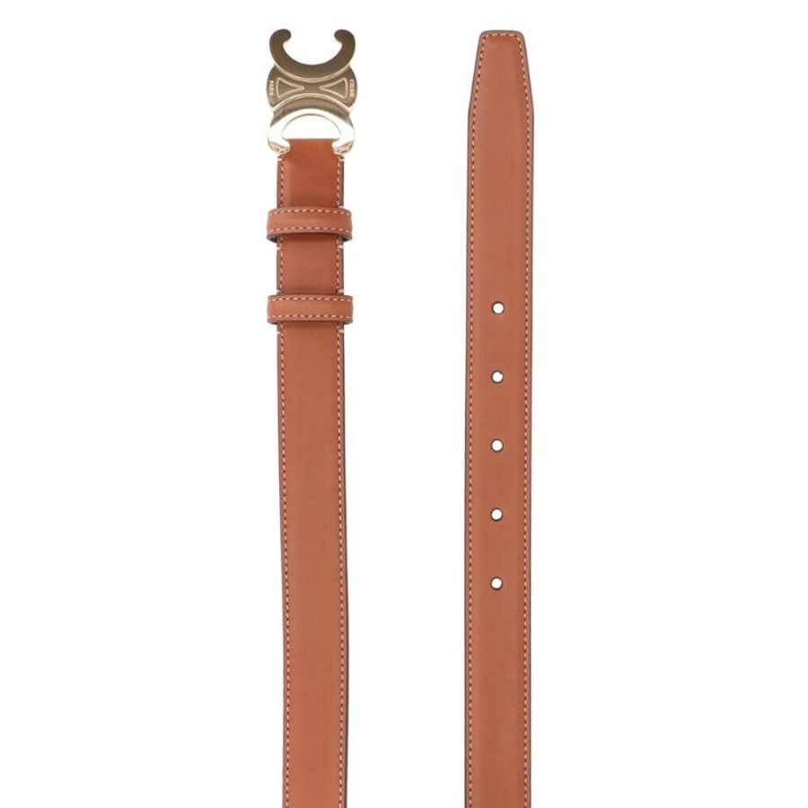 【CELINE】Triomphe 凱旋門 牛皮革 中號 2.5公分 腰帶 皮帶 棕色 45AK93A78.04LU-4