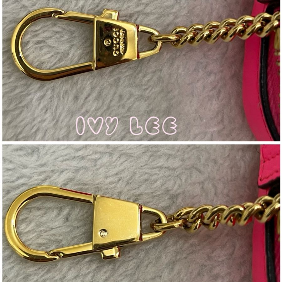 Gucci 粉紅色皮革 紅綠織帶 517350透明 PVC迷你Ophidia 斜背包 肩背包 造型 相機包 二手精品-14
