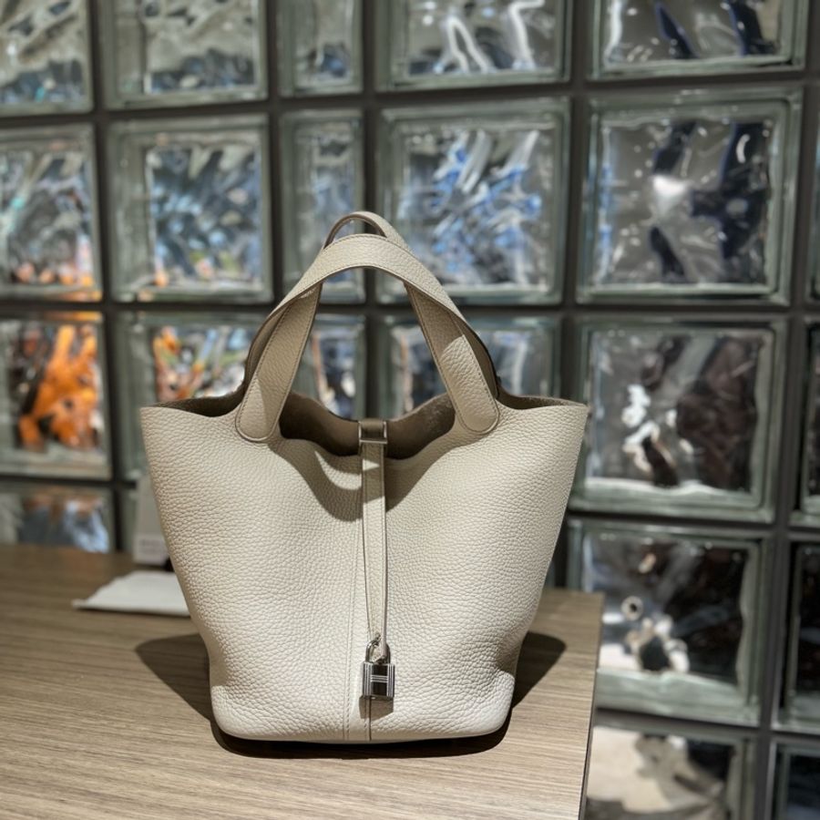 Hermes picotin 22菜籃子冰川白8L-0