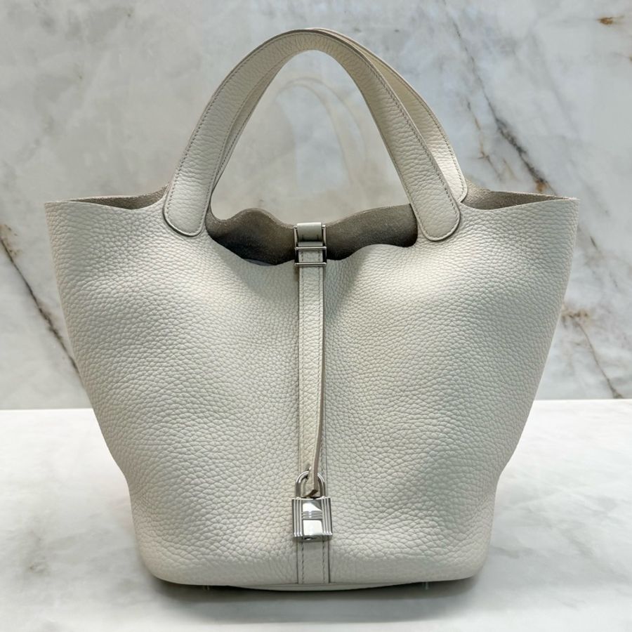 Hermes picotin 22菜籃子冰川白8L-5