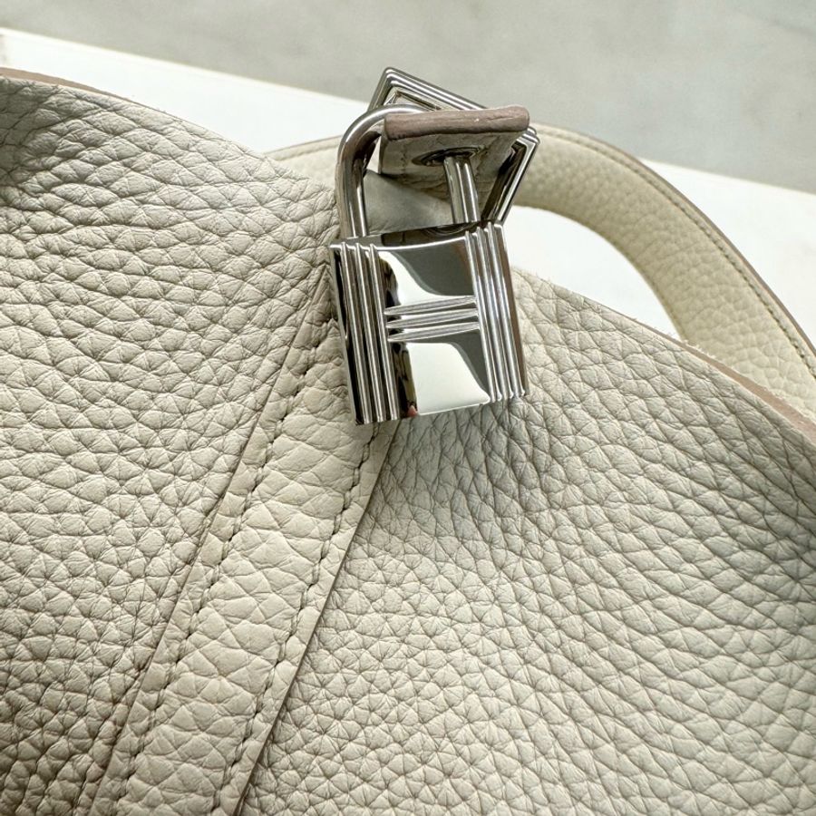 Hermes picotin 22菜籃子冰川白8L-9
