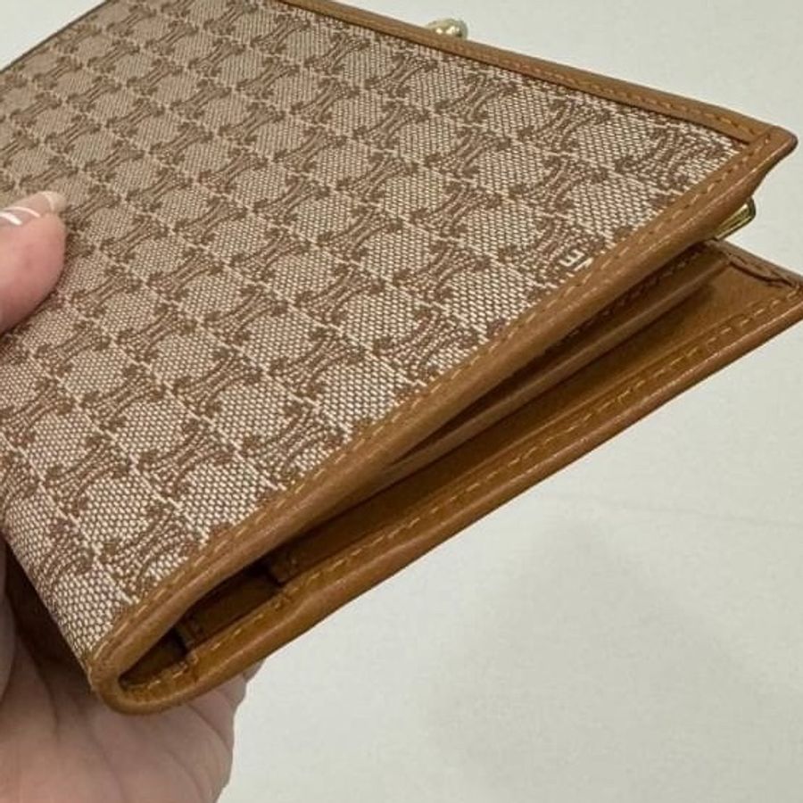 celine vintage 老花 凱旋門 woc 皮夾 皮包 長夾 錢包 零錢包 手拿包 斜背包 肩背包-19