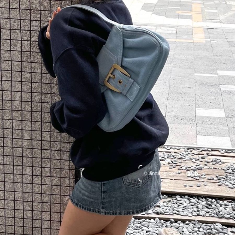 celine 嬰兒藍 餃子包 vintage 手提包 肩背包 手拿包 側背包-2