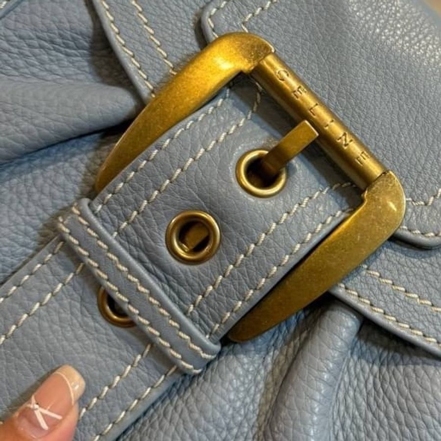 celine 嬰兒藍 餃子包 vintage 手提包 肩背包 手拿包 側背包-14