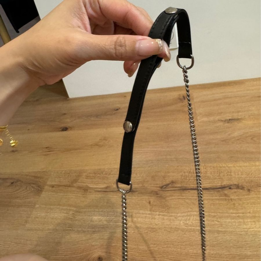 CELINE frame woc 黑白格紋 皮革帆布 帶鏈包 鏈條包 斜背包 肩背包 皮夾 手提包 帶鏈包-2