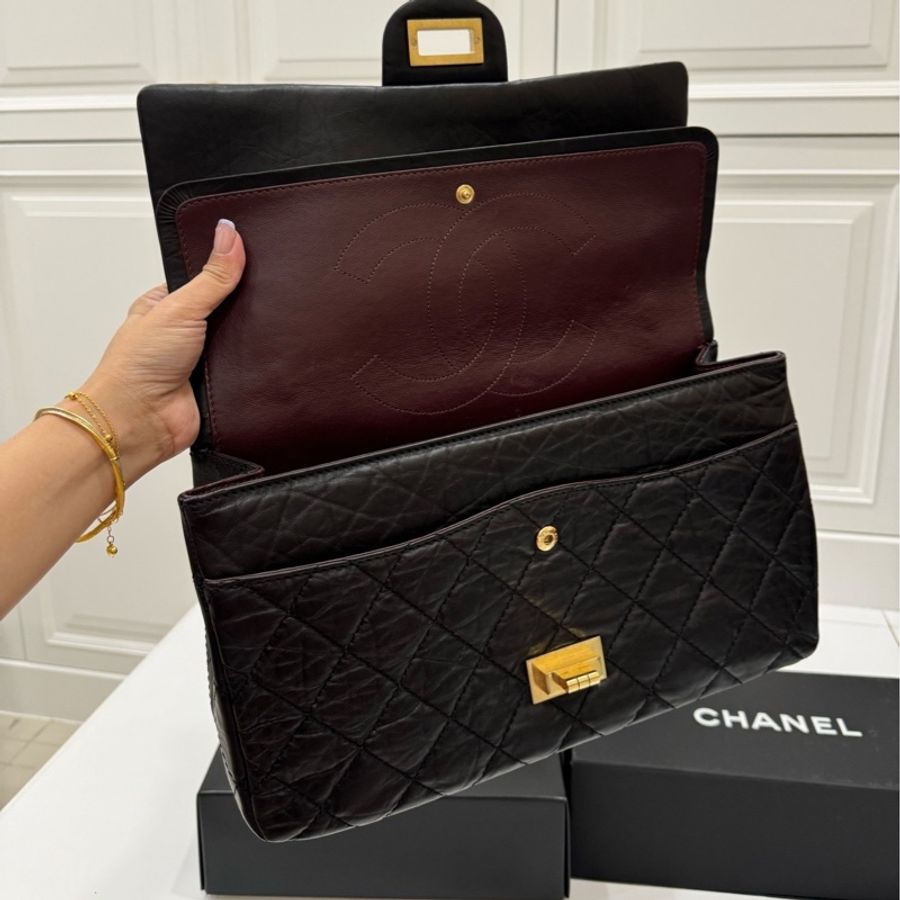 chanel 香奈兒 2.55 REISSUE 227 方釦 黑金 斜背包 肩背包 鍊條包 鍊帶包-10