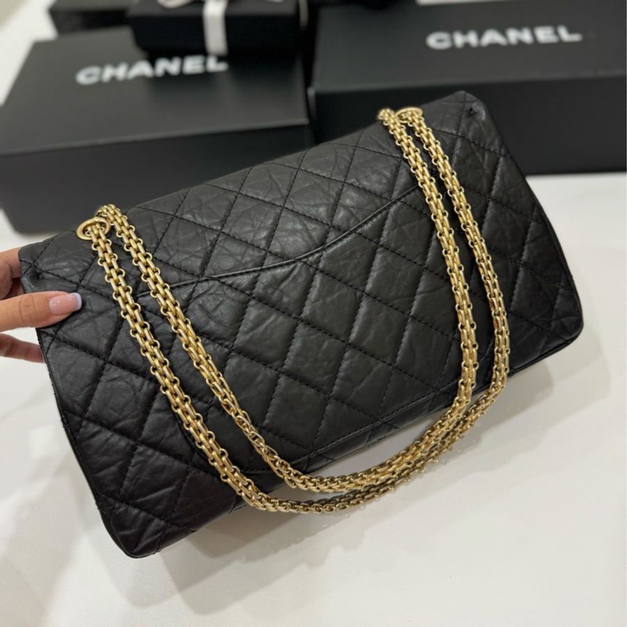 chanel 香奈兒 2.55 REISSUE 227 方釦 黑金 斜背包 肩背包 鍊條包 鍊帶包-14