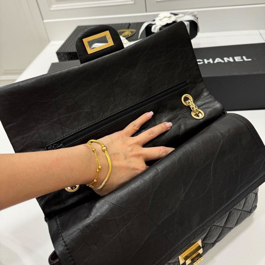 chanel 香奈兒 2.55 REISSUE 227 方釦 黑金 斜背包 肩背包 鍊條包 鍊帶包-17