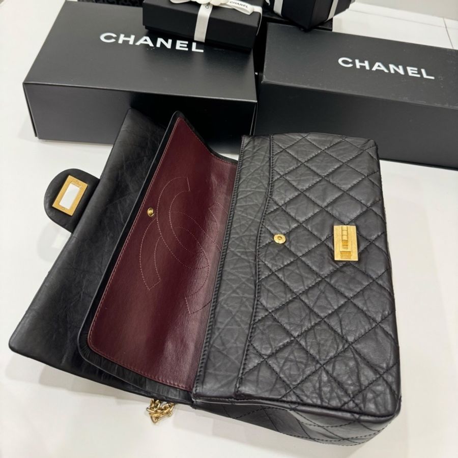 chanel 香奈兒 2.55 REISSUE 227 方釦 黑金 斜背包 肩背包 鍊條包 鍊帶包-19
