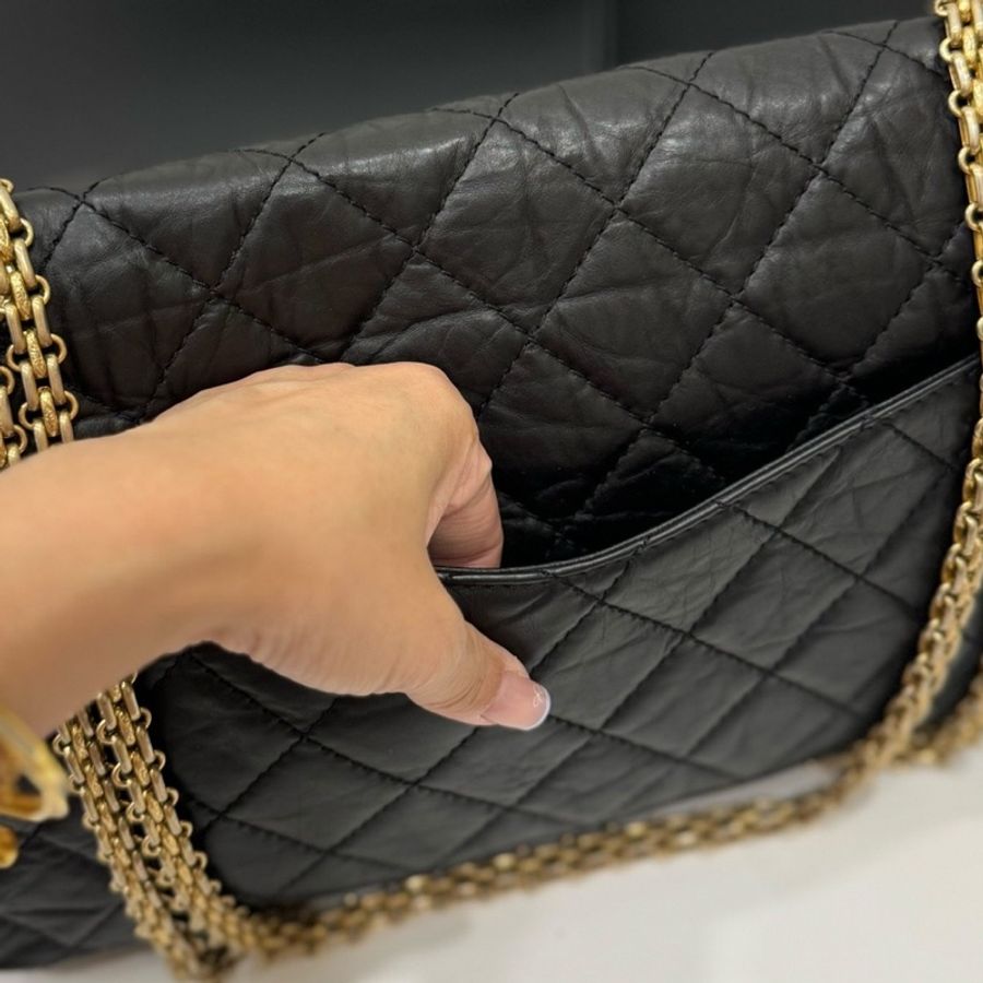 chanel 香奈兒 2.55 REISSUE 227 方釦 黑金 斜背包 肩背包 鍊條包 鍊帶包-23