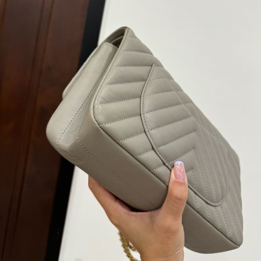 chanel 香奈兒 2.55 reissue 25 金釦 斑鳩灰 鏈條包 鍊帶包 肩背包 斜背包-21