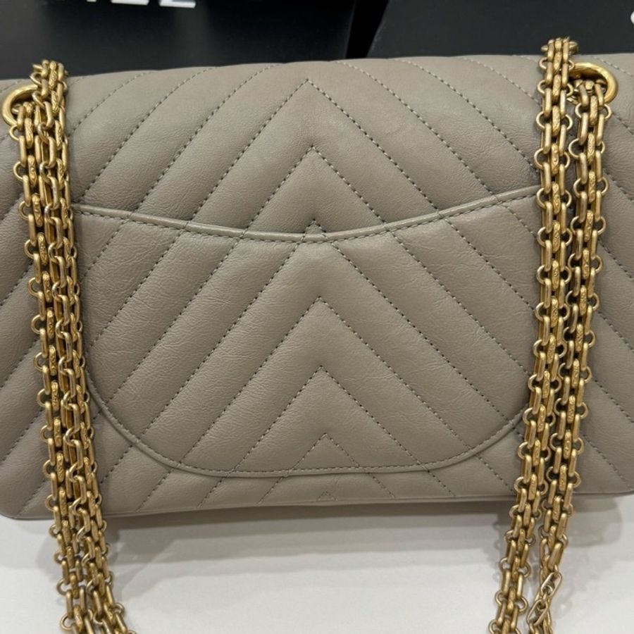 chanel 香奈兒 2.55 reissue 25 金釦 斑鳩灰 鏈條包 鍊帶包 肩背包 斜背包-31