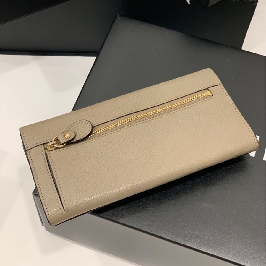 CHLOE 灰 扣式 長夾 皮夾 錢包 皮包 手拿包 零錢包-1