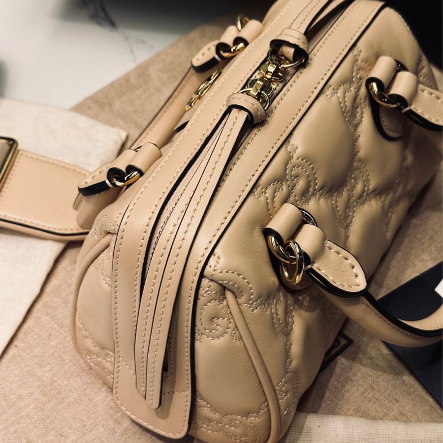 99新🔥GUCCI GG Matelasse奶茶波士頓小包包👝大全配🔥含台灣購證🔥-14