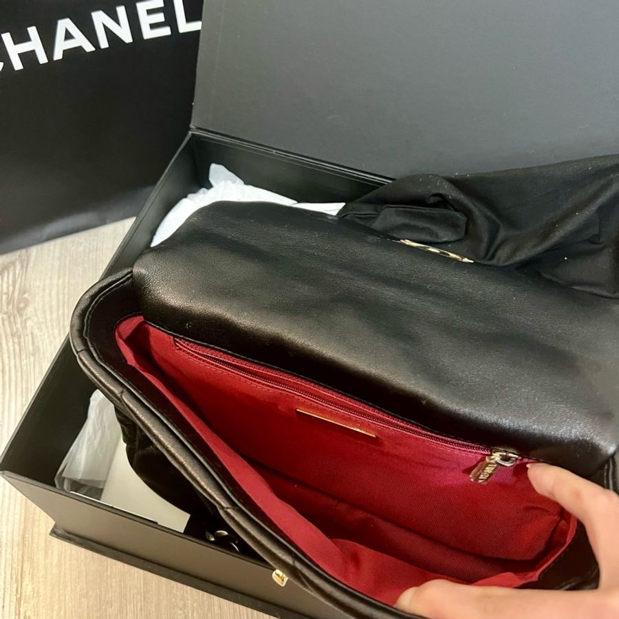 Chanel 19 黑金 全配 26公分-3