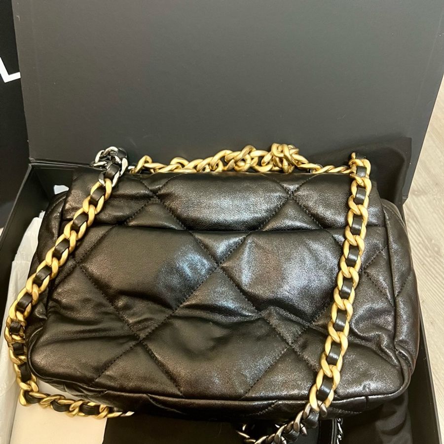 Chanel 19 黑金 全配 26公分-9