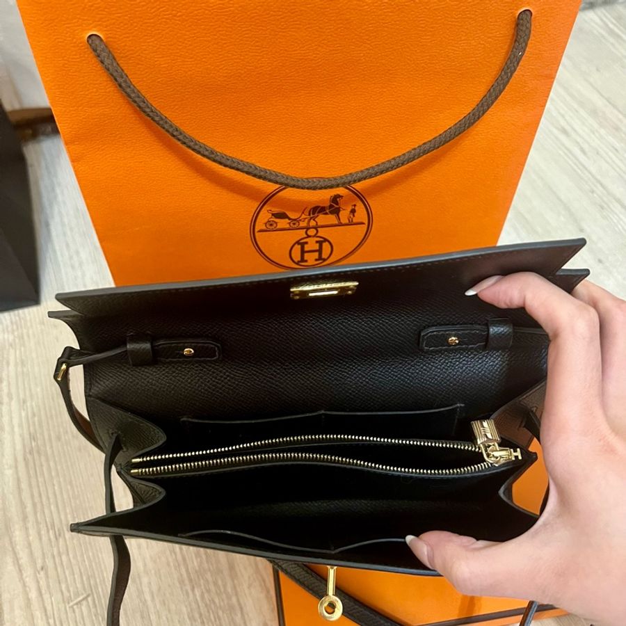 Hermes愛馬仕Kelly to go 黑色金扣-2