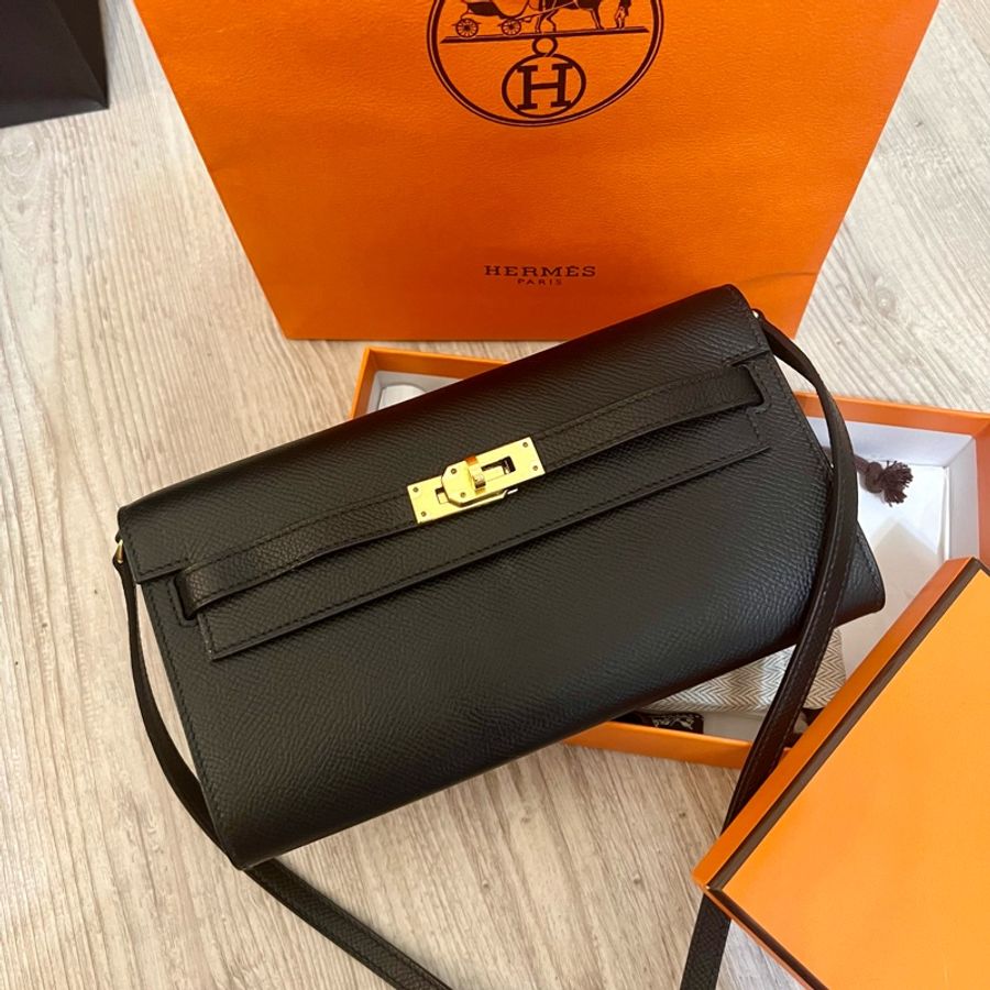 Hermes愛馬仕Kelly to go 黑色金扣-5