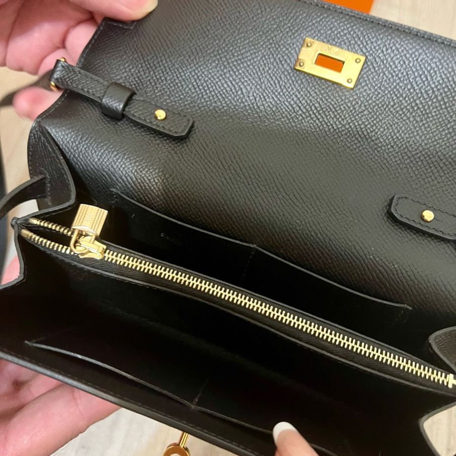Hermes愛馬仕Kelly to go 黑色金扣-13