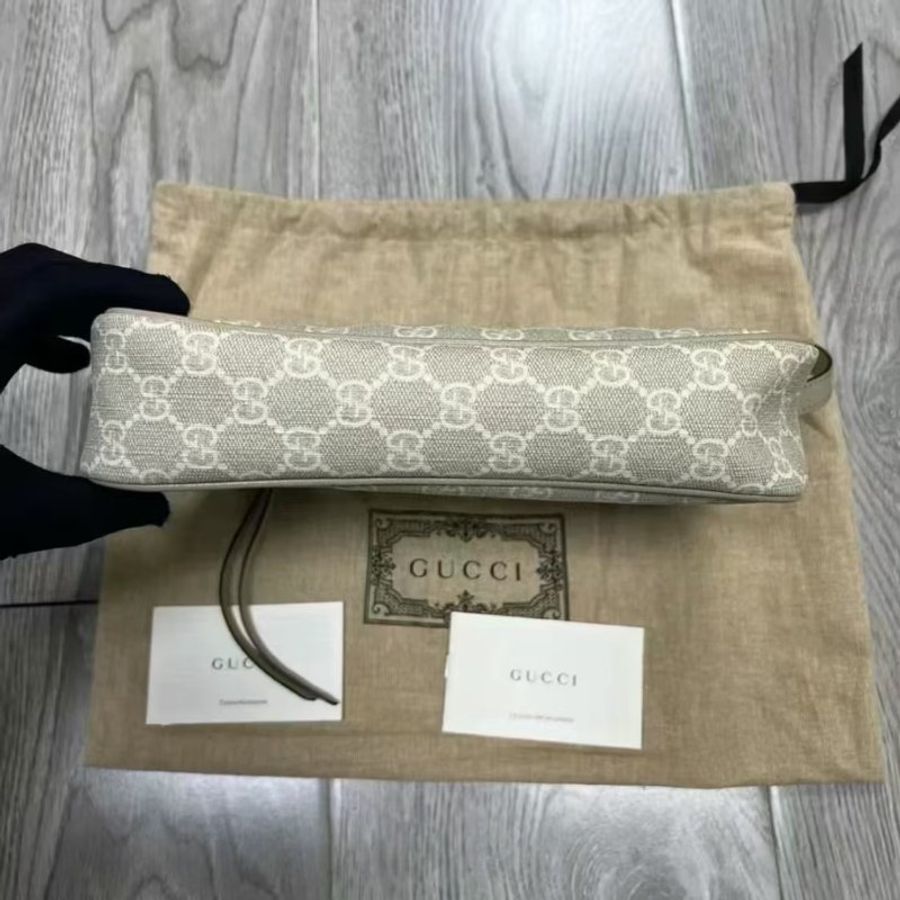 24年全新全套GUCCI腋下包 老花米白色-1