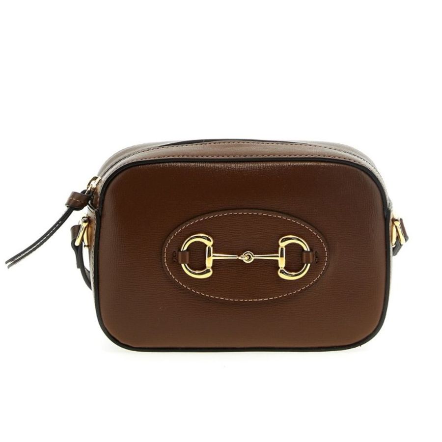 【GUCCI 古馳】Horsebit 1955 Small 小款 牛皮 馬銜釦 肩背包 斜背包 相機包 棕色 760196-0