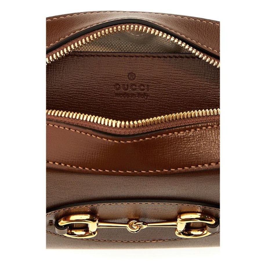 【GUCCI 古馳】Horsebit 1955 Small 小款 牛皮 馬銜釦 肩背包 斜背包 相機包 棕色 760196-3