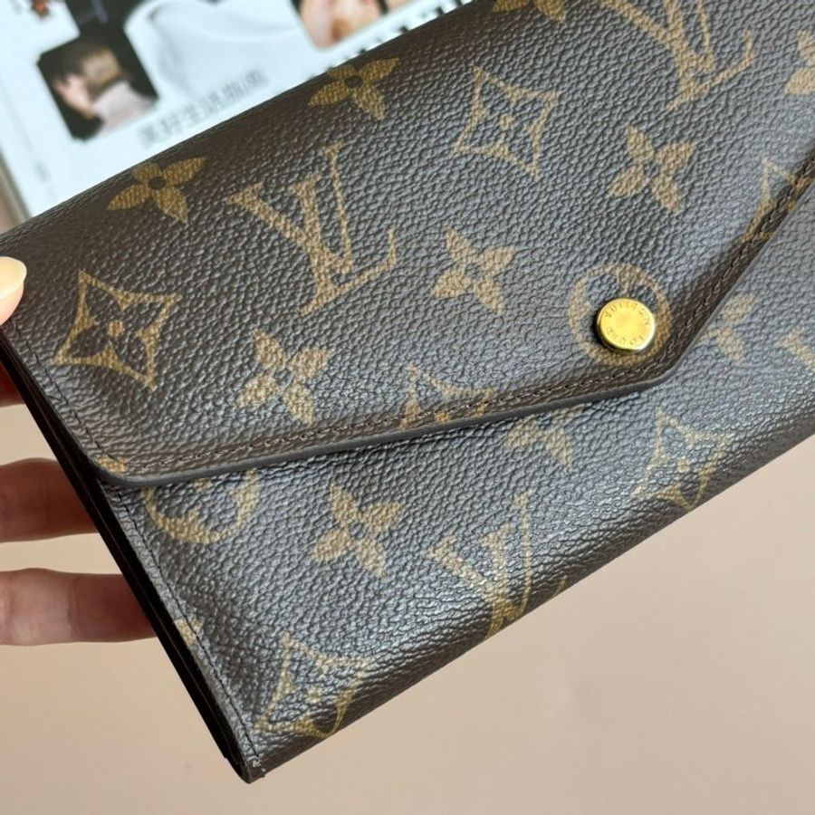 ::LOUIS VUITTON:: LV M60531 Sarah 內棕色金釦長夾-7