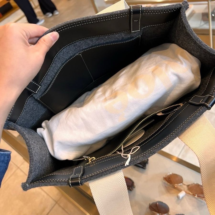 Chloe Woody 秋冬款毛呢灰色中號托特包-6