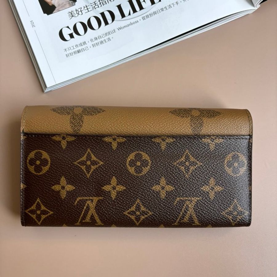 ::LOUIS VUITTON:: LV M80726 Sarah 雙花紋 內黑金釦長夾-1