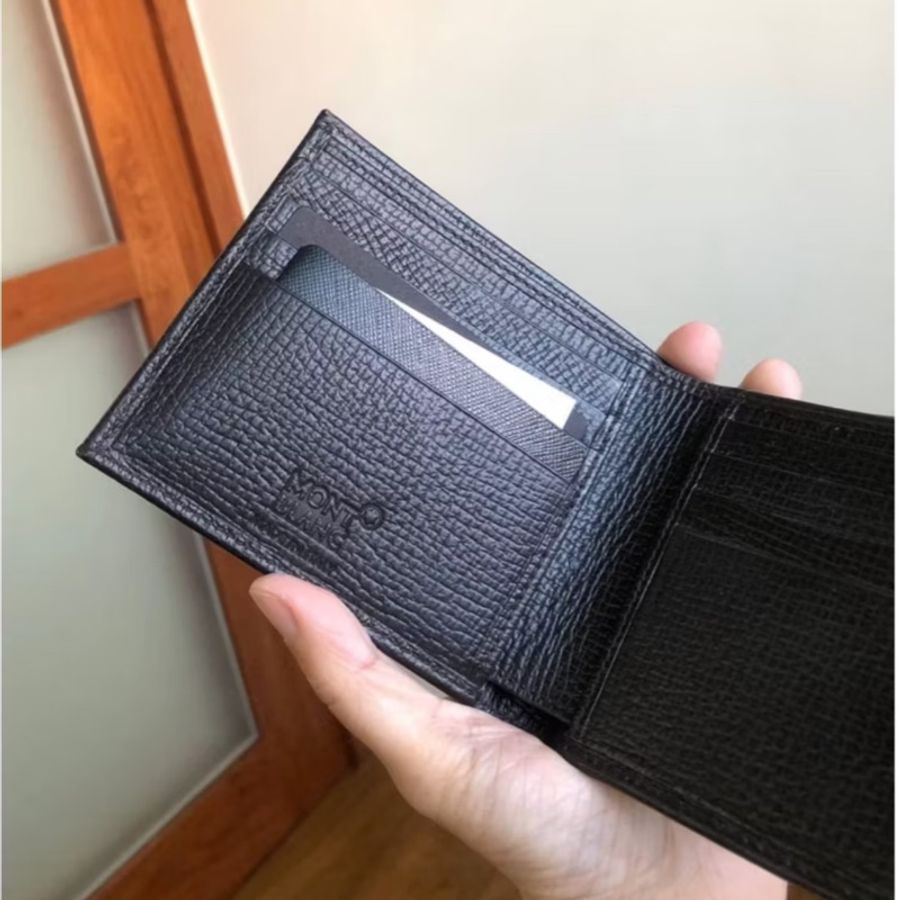 真品 MONTBLANC 萬寶龍 牛皮 短夾 皮夾 皮包 錢包 錢夾-3