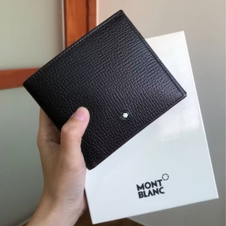 真品 MONTBLANC 萬寶龍 牛皮 短夾 皮夾 皮包 錢包 錢夾-4