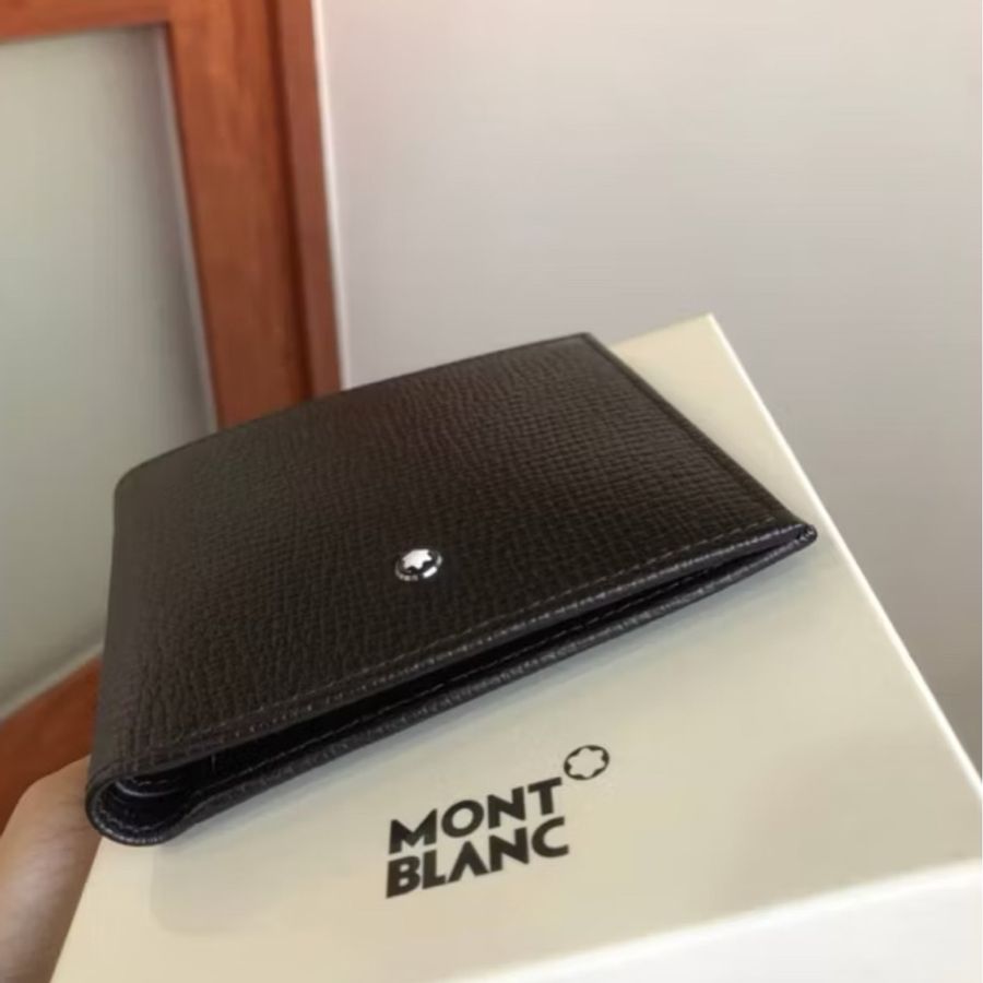 真品 MONTBLANC 萬寶龍 牛皮 短夾 皮夾 皮包 錢包 錢夾-5