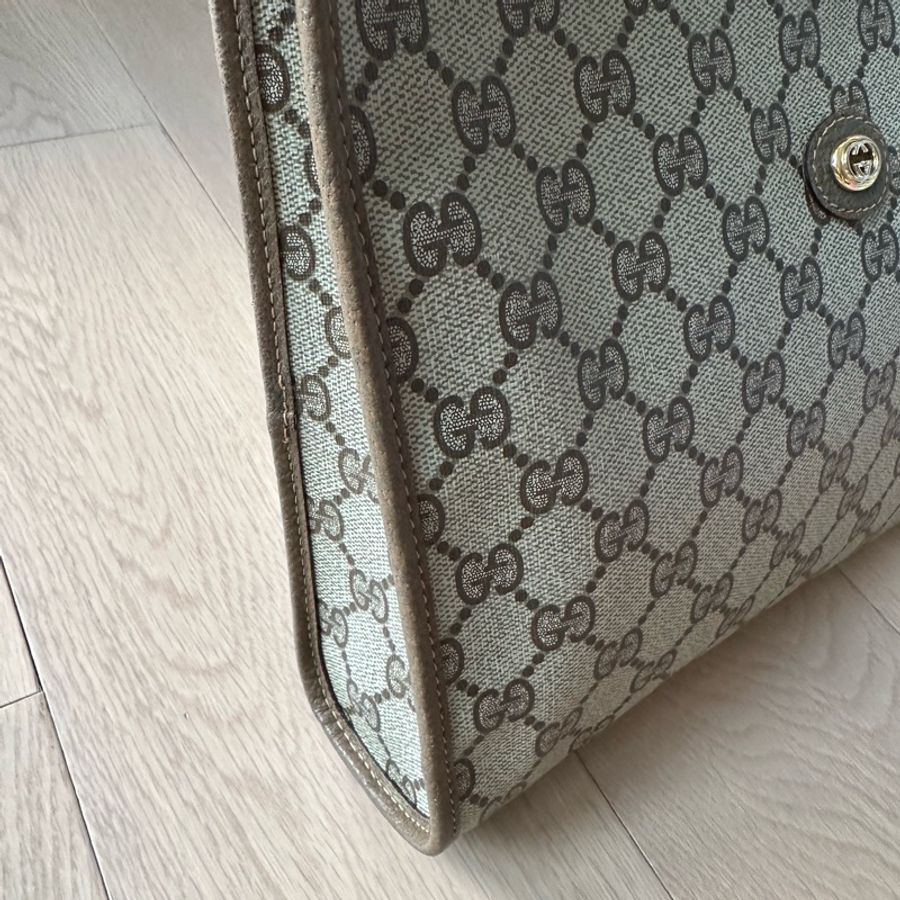 💕清貨價💕復古Gucci supreme 棕色手提包-7
