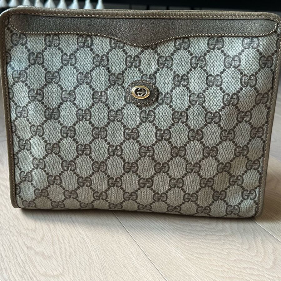 💕清貨價💕復古Gucci supreme 棕色手提包-9