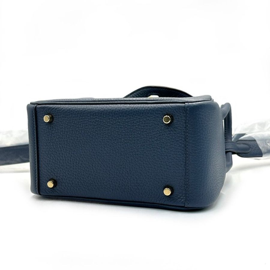 HERMES Mini lindy - 普魯士藍金-4