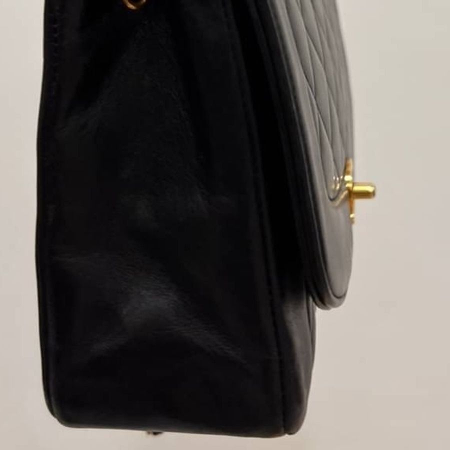 Chanel 香奈兒 Dianna Bag 25 黛妃包 羊皮 黑金 老香 vintage 戴妃包 斜背包 肩背包 側背包 手提包-20