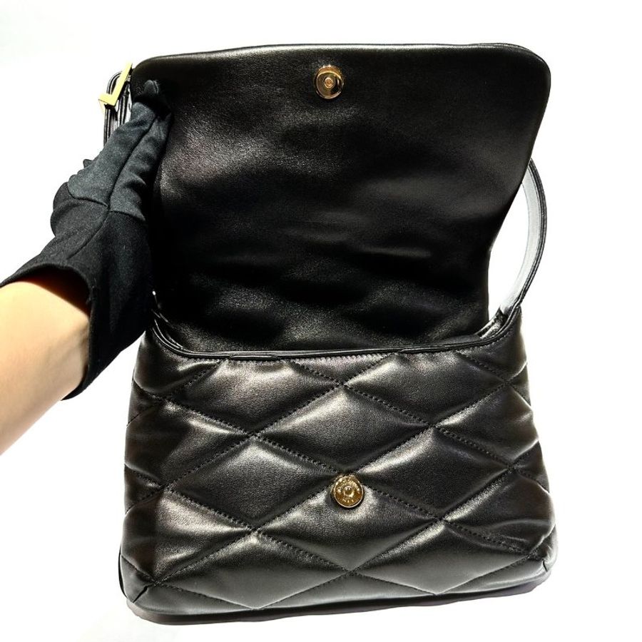 【美收精品】YSL 𝐋𝐄 𝟱𝟳 小羊皮菱格纹腋下包 698567黑色/金扣 1-131-7