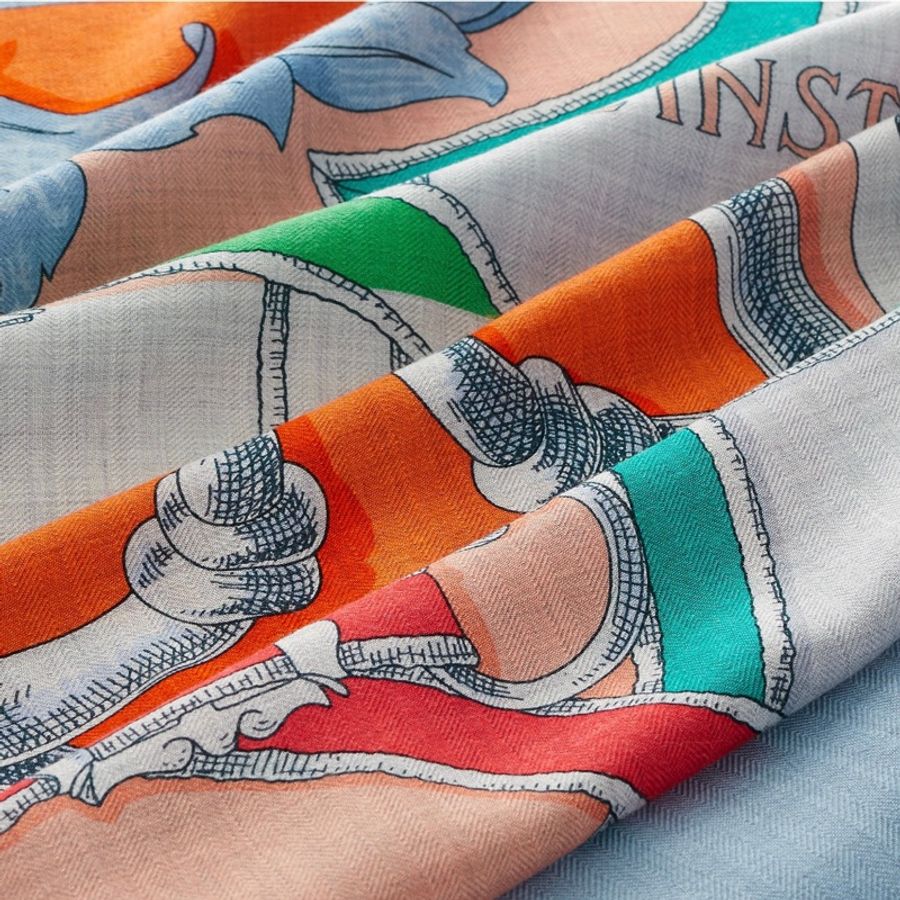 現貨 全新 🧡 Hermes 女裝 scarf shawl 140 絲巾 L‘Instruction du Roy Bayadere🧣-7