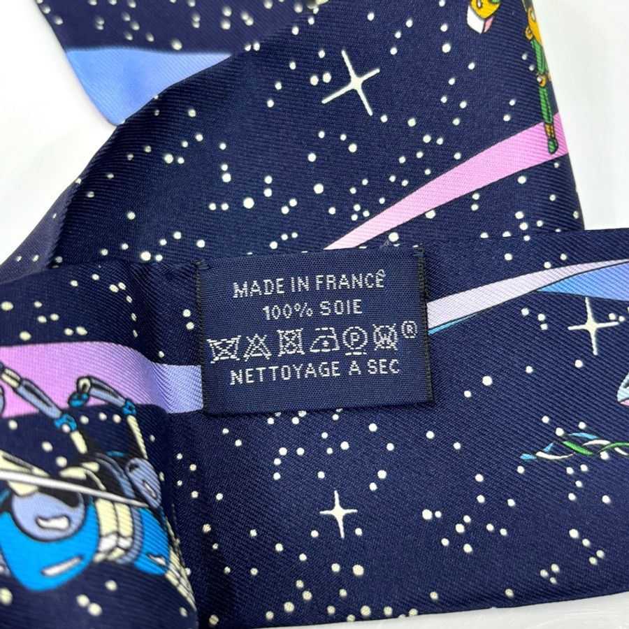 Hermes深藍銀河多彩太空德比twilly絲巾Space Derby-6