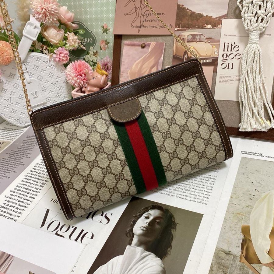 【GUCCI古馳】經典Ophidia系列GG 手拿包-1