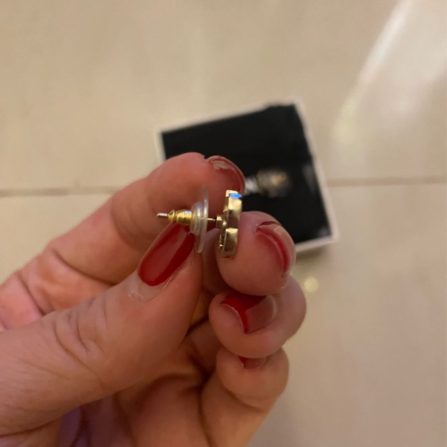 Chanel Logo基本款霧金耳環-5