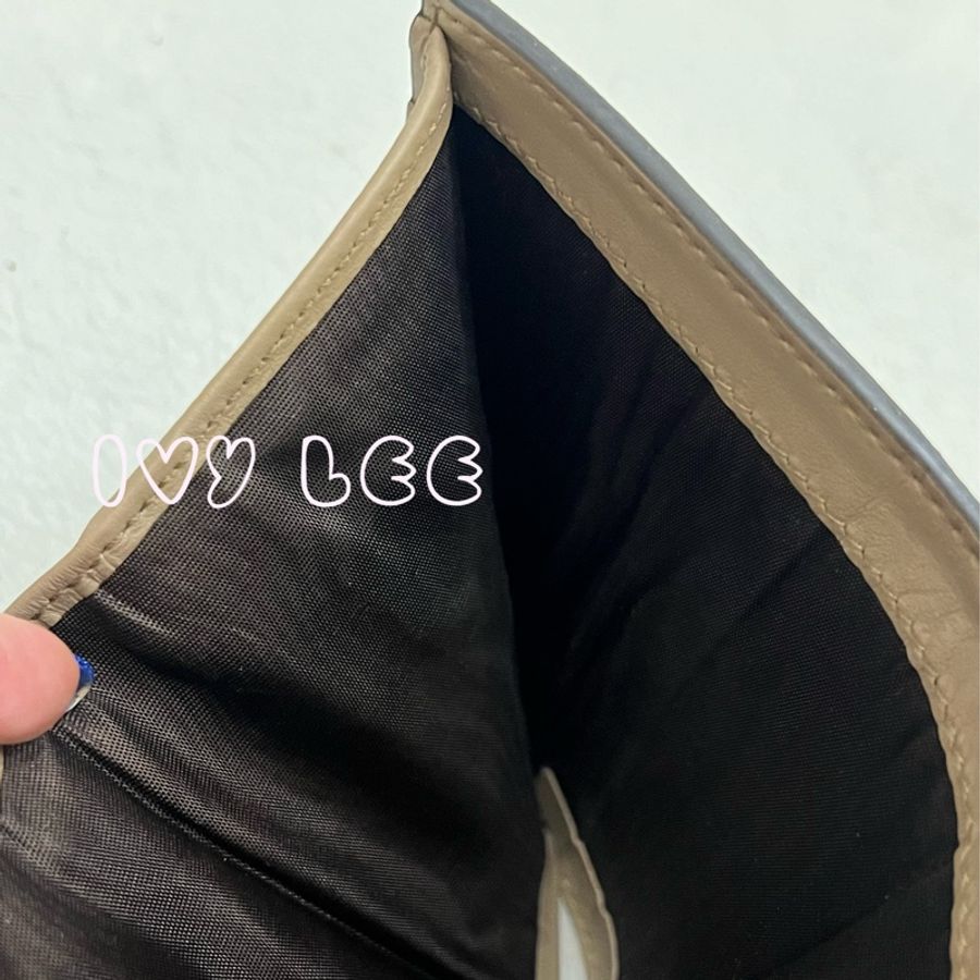 GUCCI 古馳 Dionysus系列LOGO帆布牛皮內襯裡暗釦 短夾 米色 烏木色 酒神短夾 二手精品-5