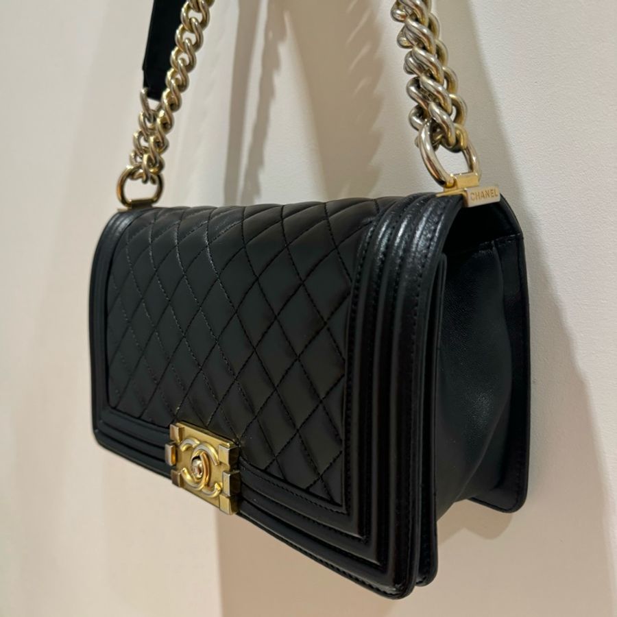 CHANEL 香奈兒 boy chanel 25 黑金仿舊鏈扣-1